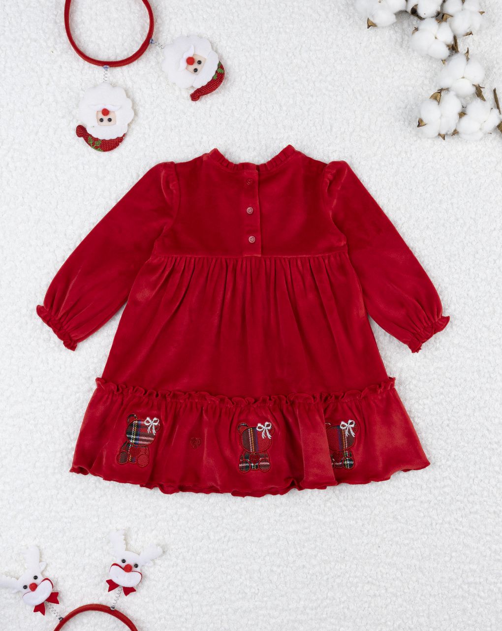 Abito bimba rosso ricami natale