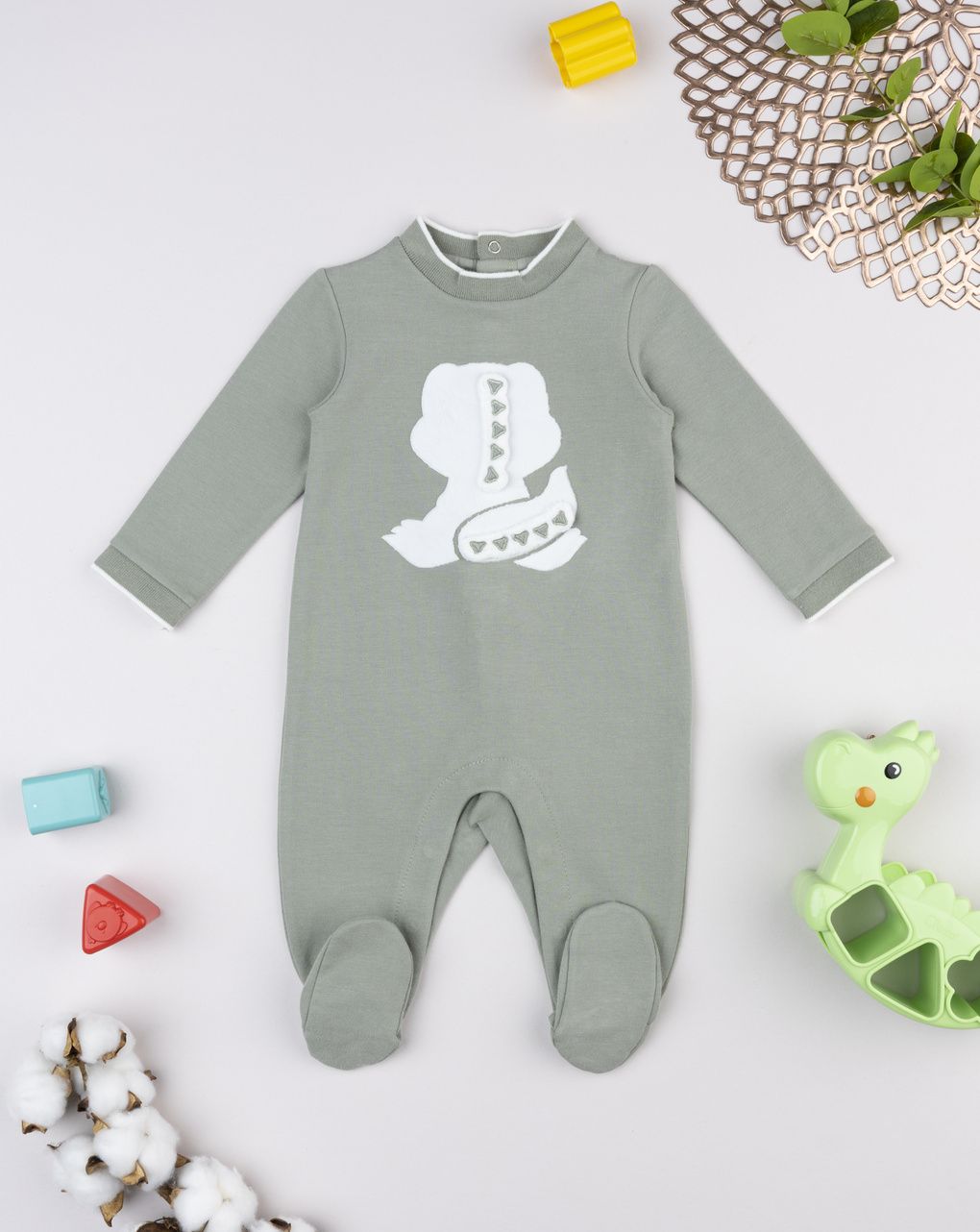 Tutina neonato verde dinosauro