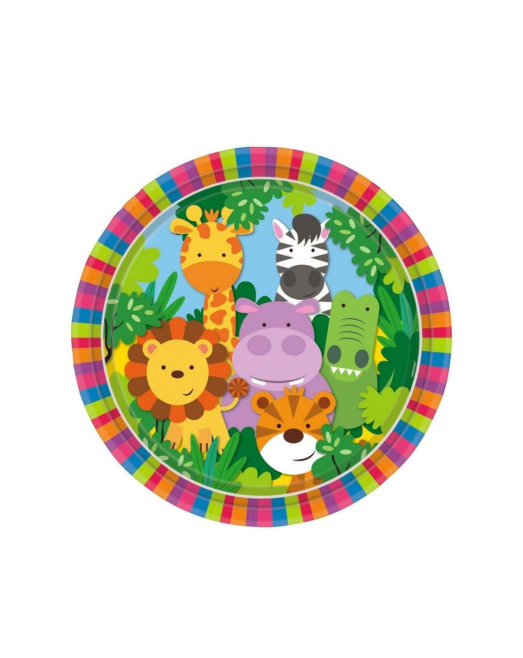 Piatto carta 18 cm - 8 pezzi - animali della giungla