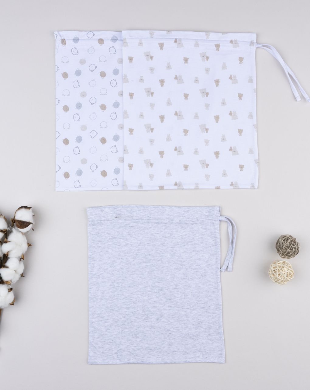 Pack 3 buste primi cambi grigio/bianco