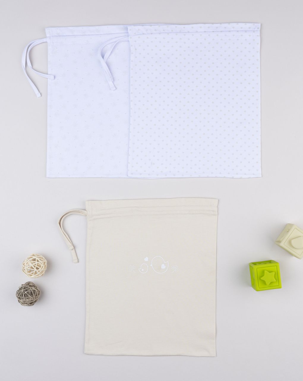 Pack 3 buste primi cambi beige/bianco