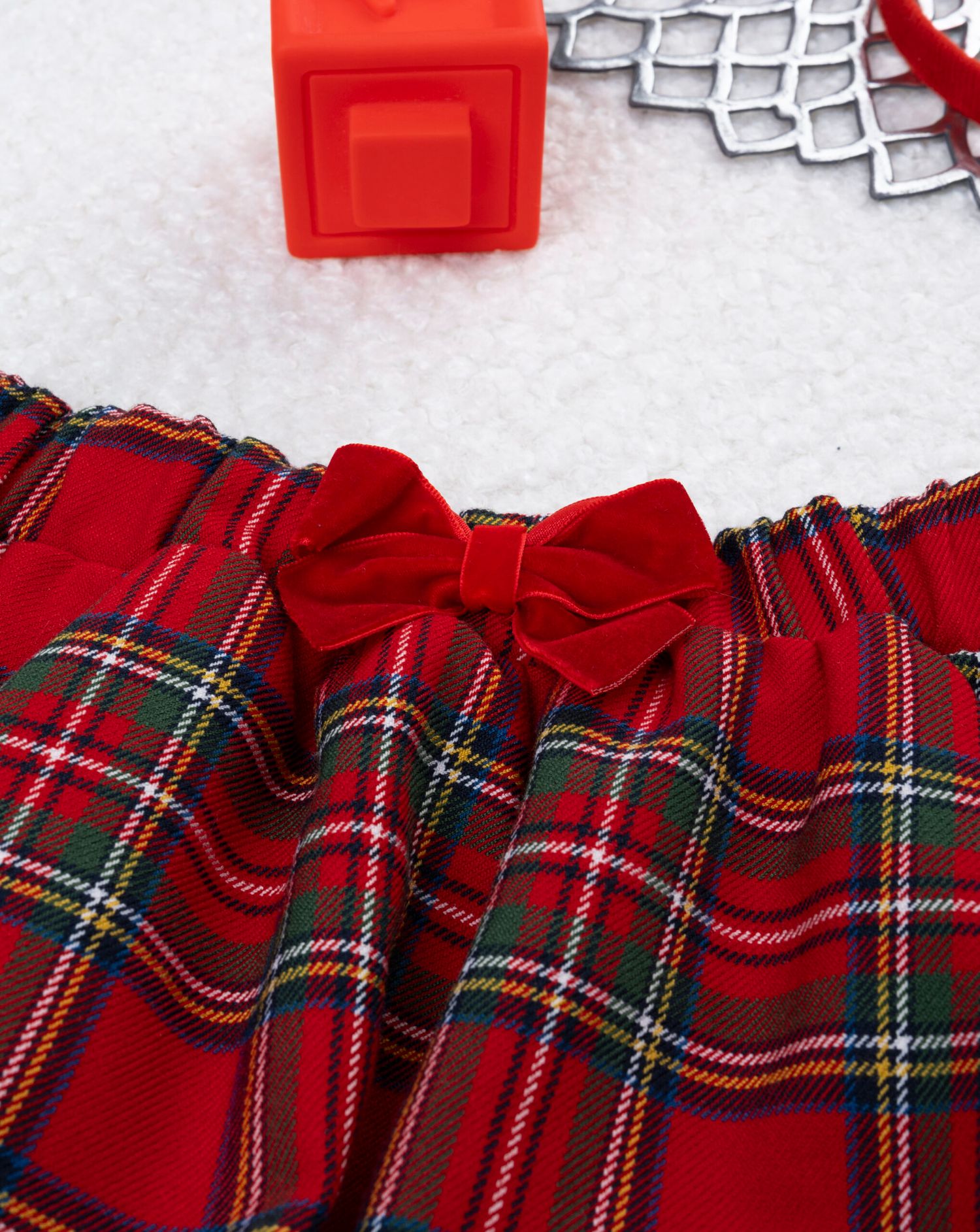 Gonna tartan bimba fiocco e paillettes