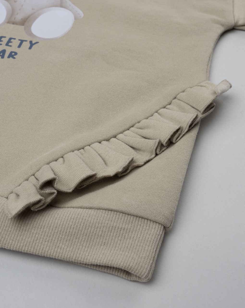 Jogger bambina beige/blu con stampa