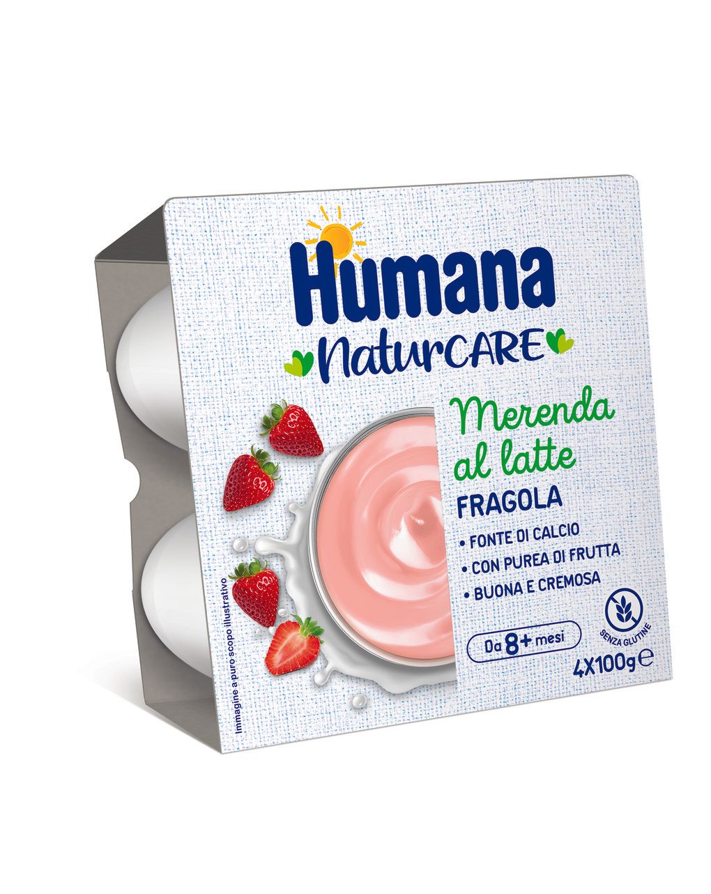 Merenda al latte fragola 4x100g - humana