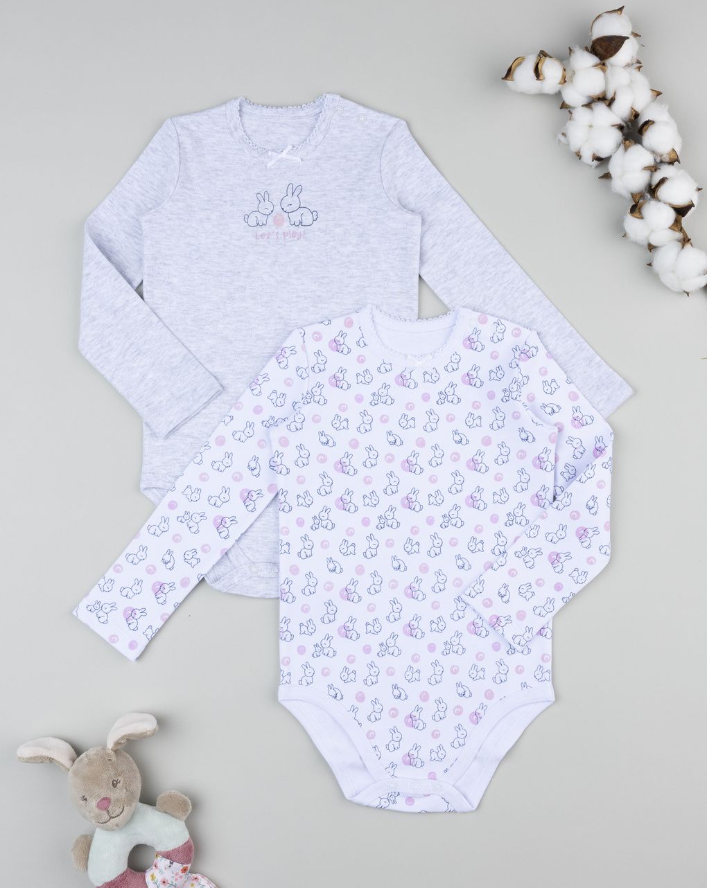 Pack 2 body manica lunga bimba conigli