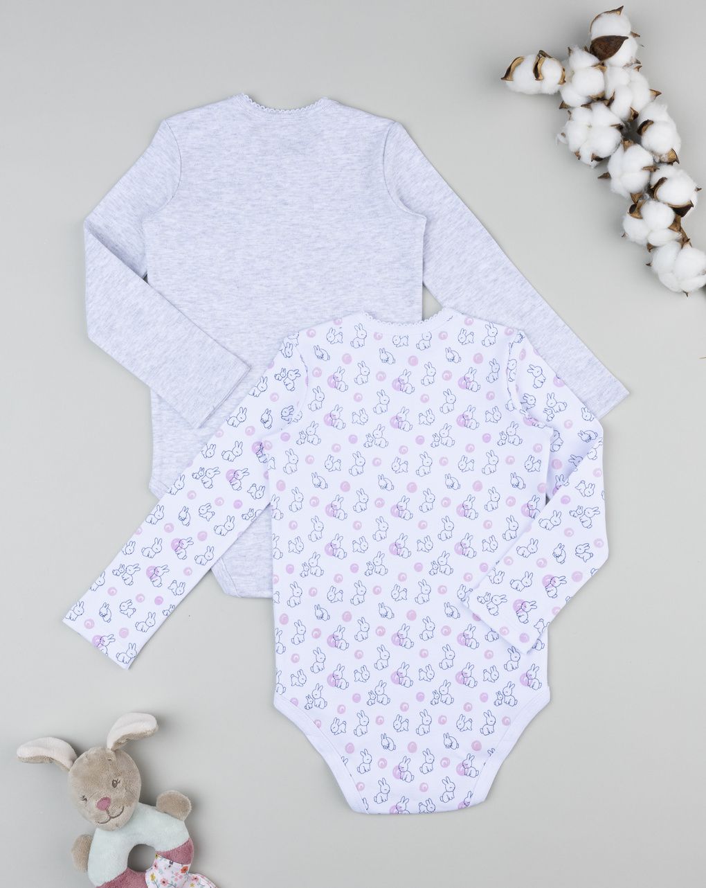 Pack 2 body manica lunga bimba conigli