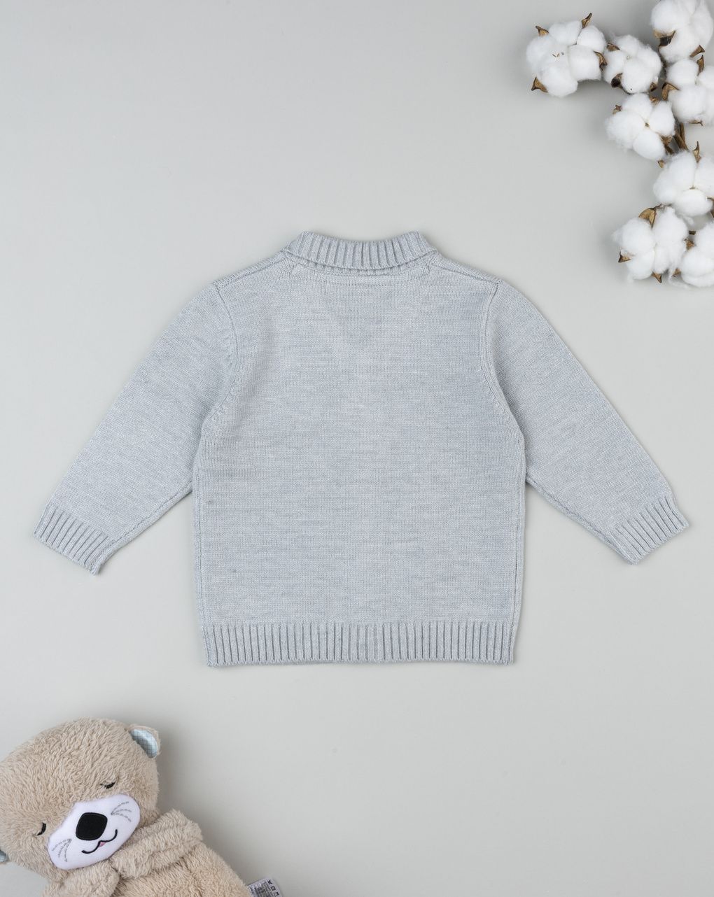 Cardigan bimbo grigio con patch