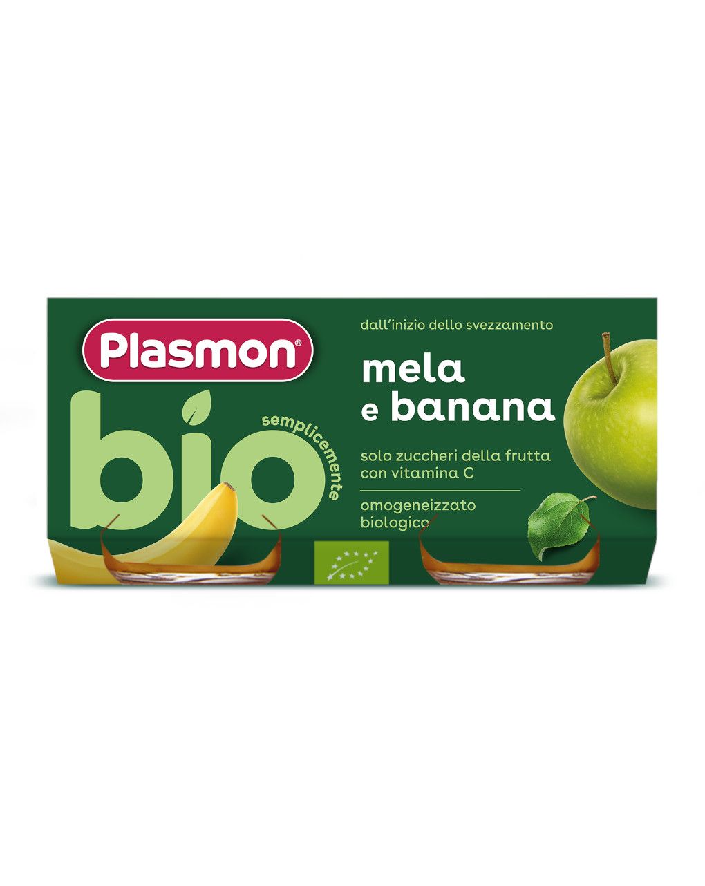 Omogeneizzato di banana e mela bio - 2 x 80 gr - plasmon