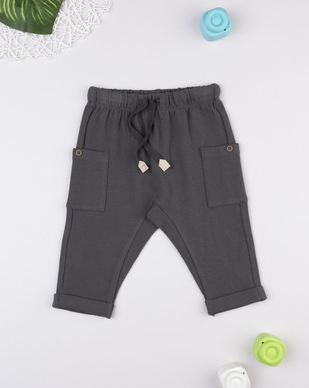 Pantalone bimbo grigio con tasche