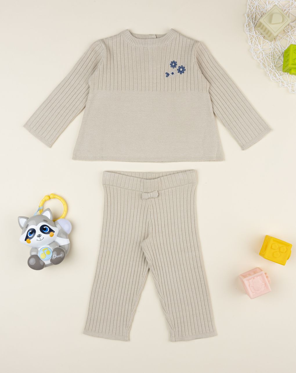 Completo tricot bimba beige