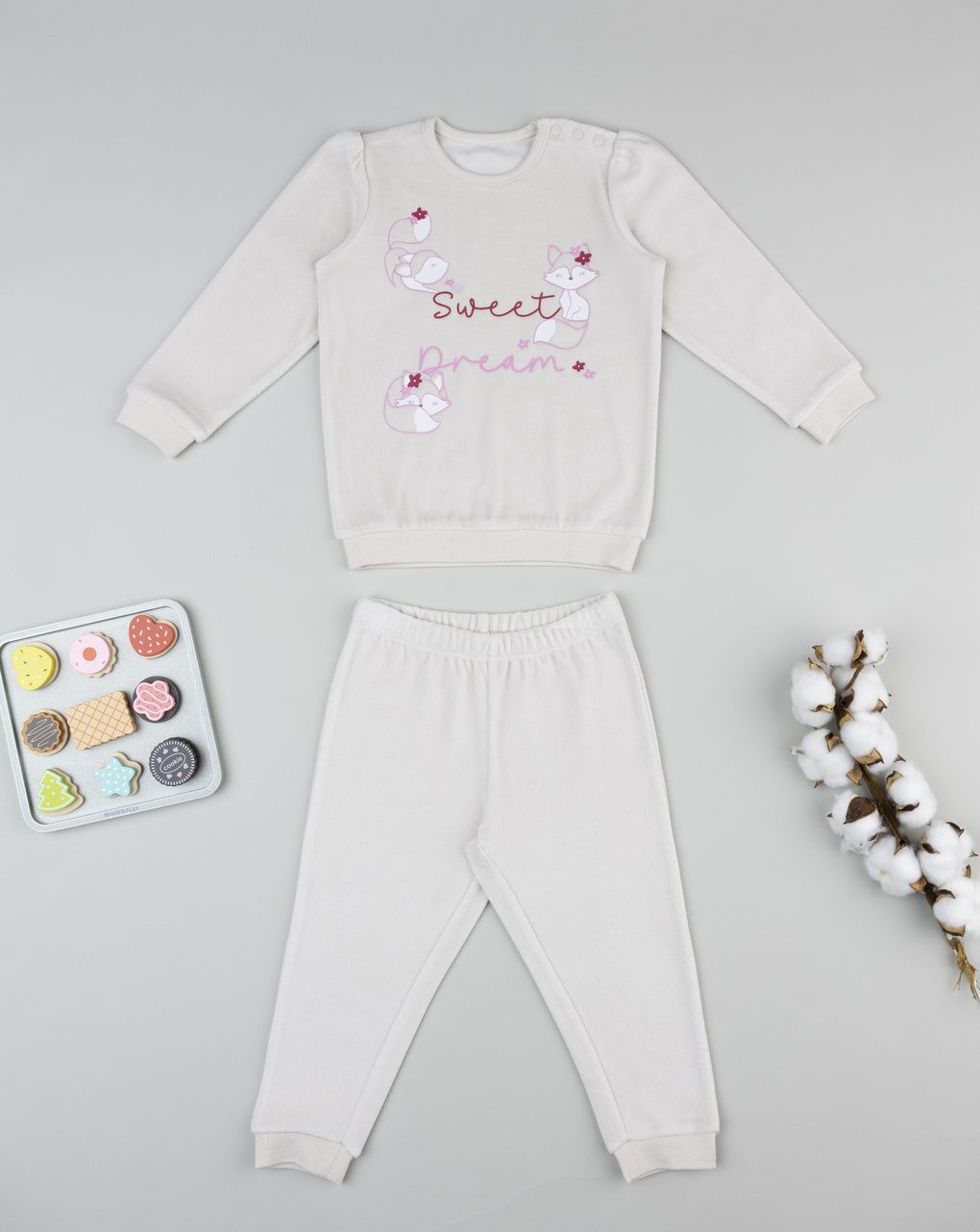 Pigiama bimba beige volpi