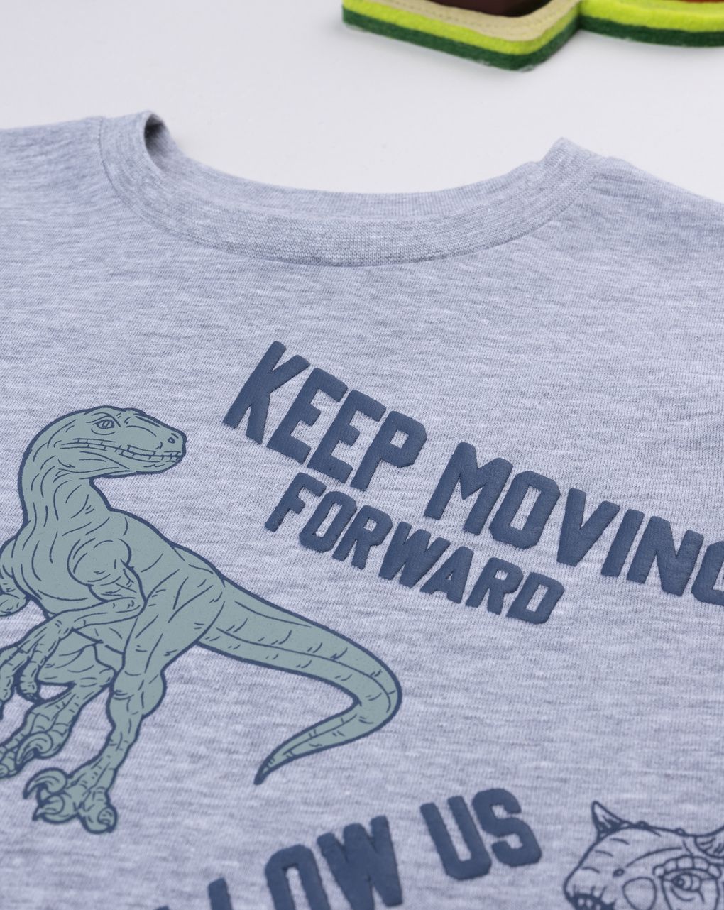 T-shirt bambino grigia stampa dino