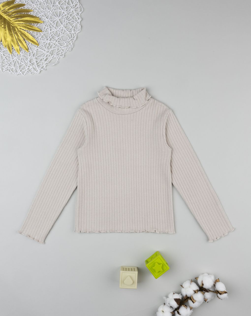 Lupetto costina bambina beige