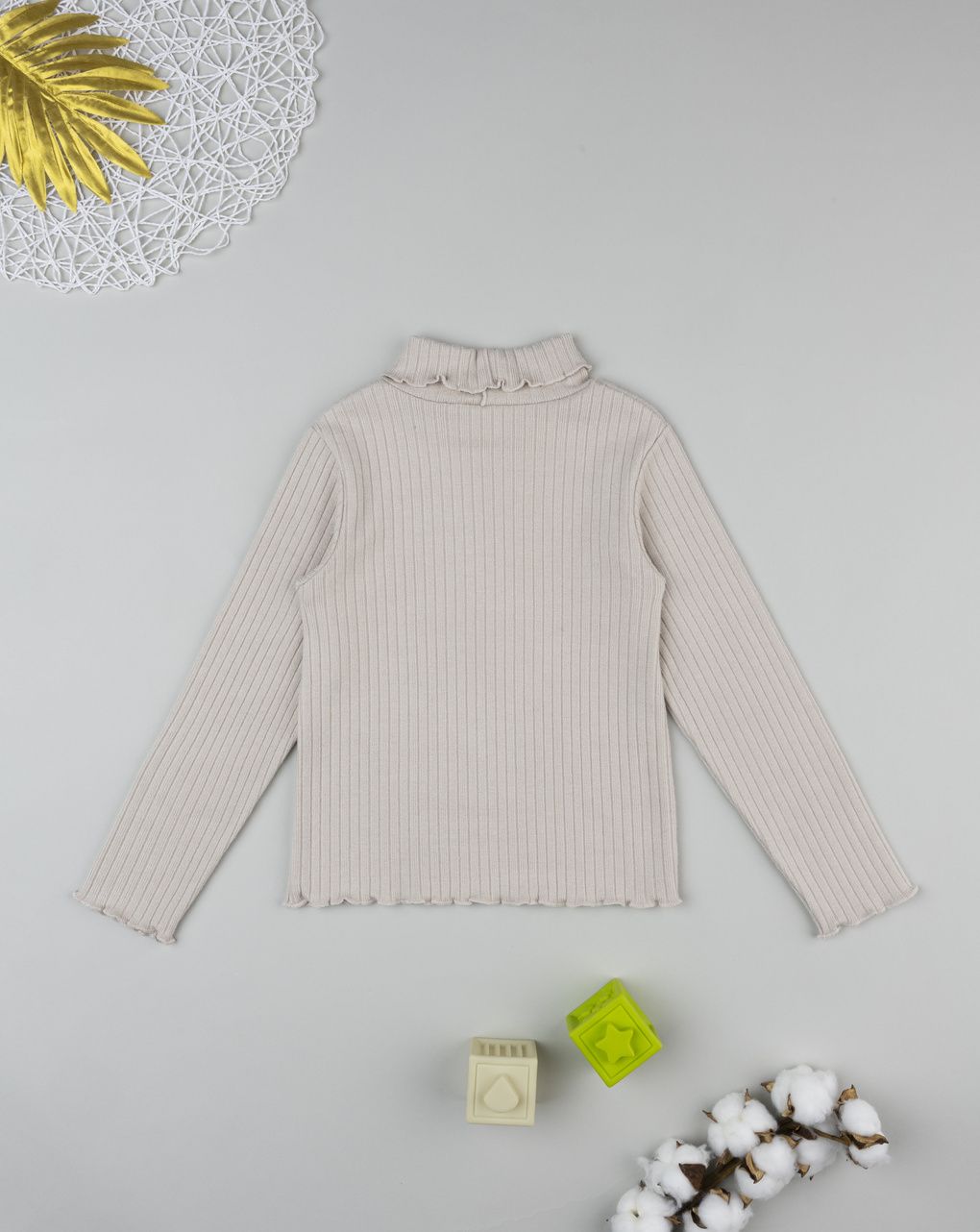 Lupetto costina bambina beige