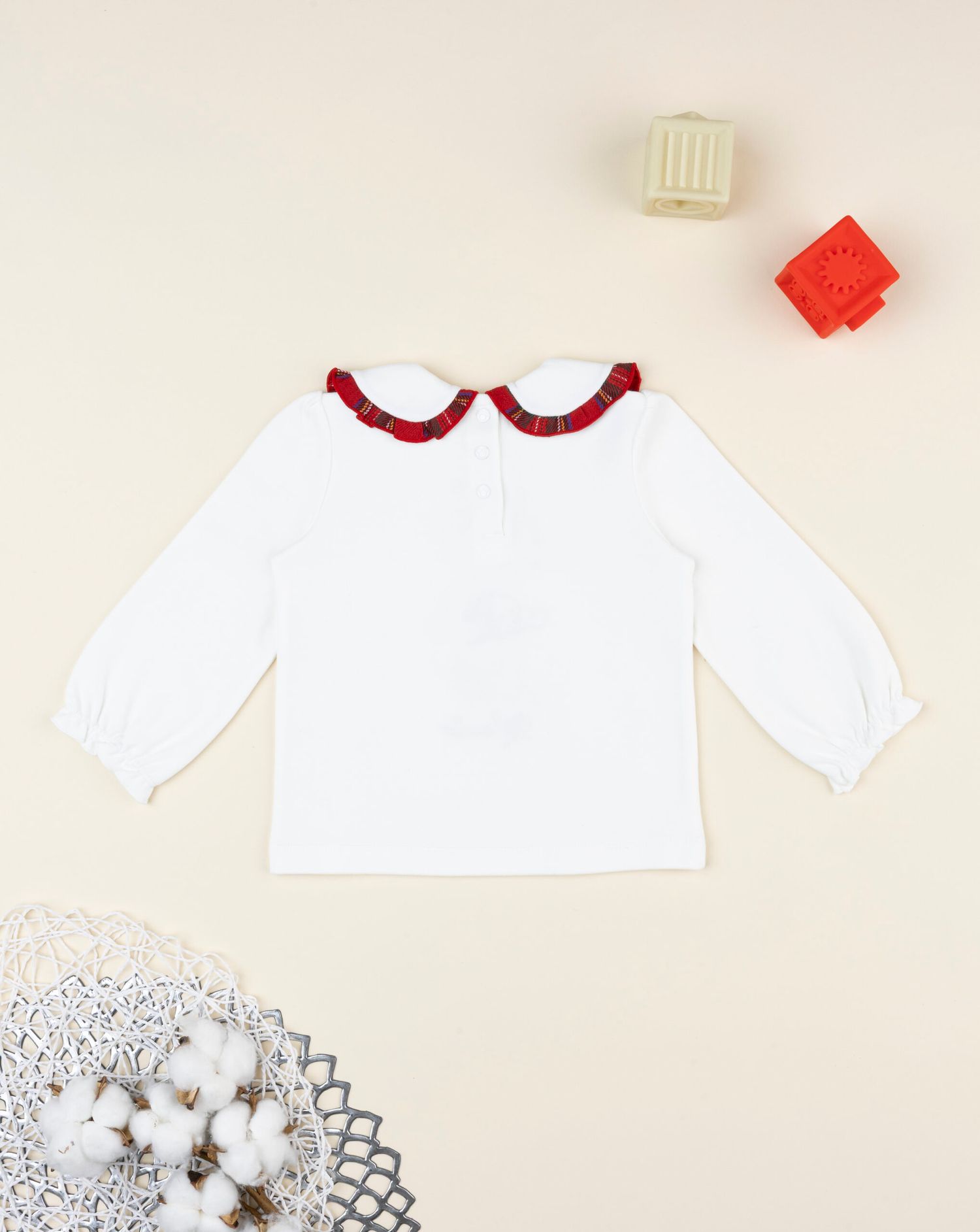 Polo bimba bianca minnie con colletto