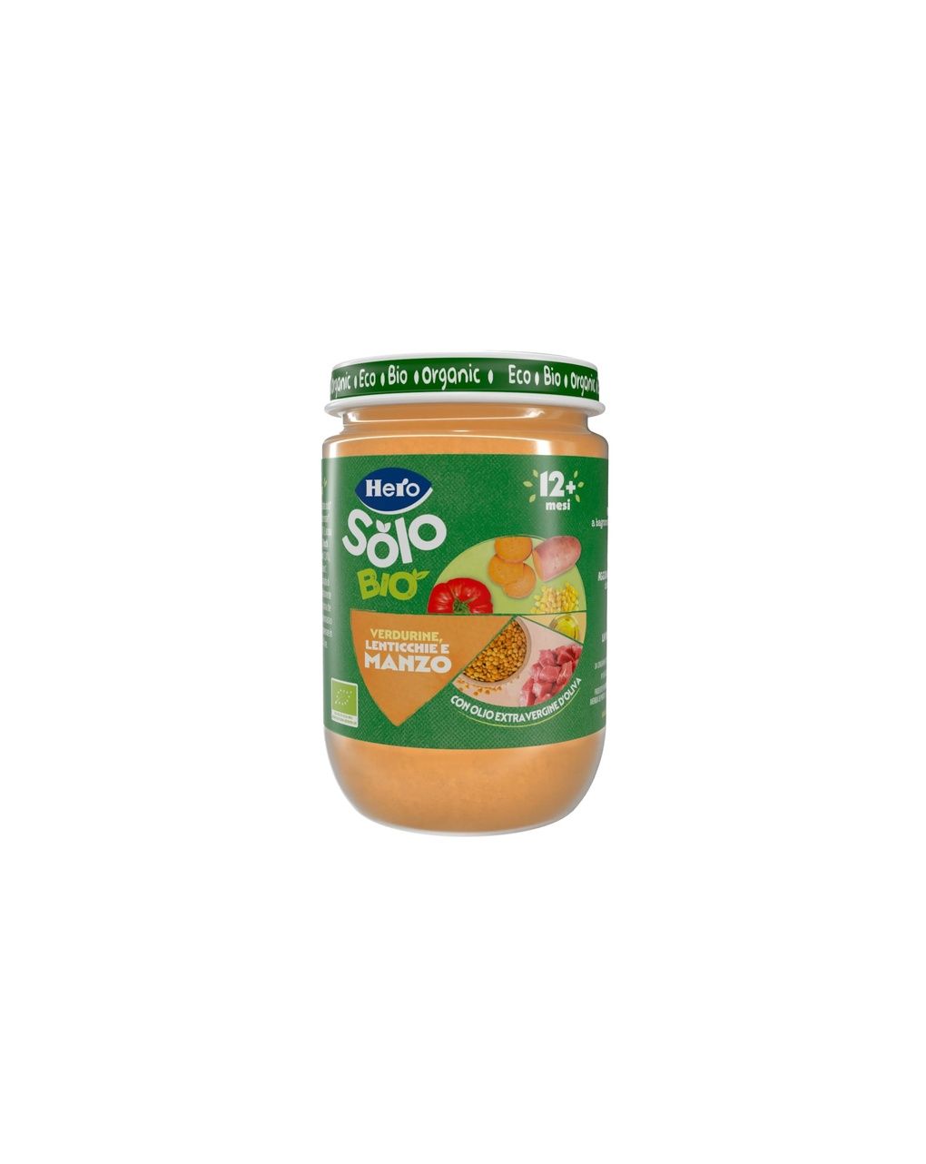 Omogeneizzato verdurine lenticchie e manzo bio 190gr  12m+ - hero baby