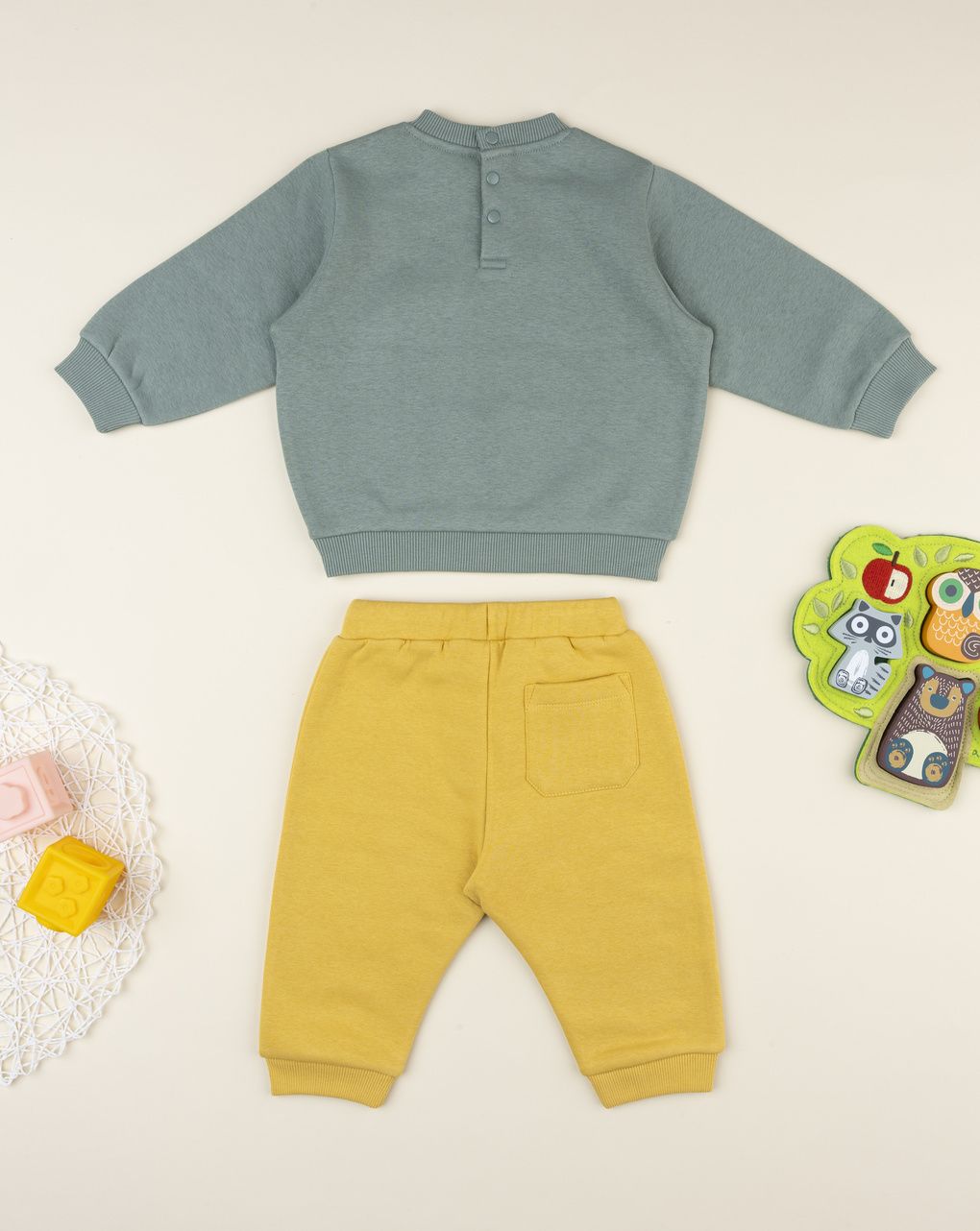 Completo jogging bimbo verde/giallo