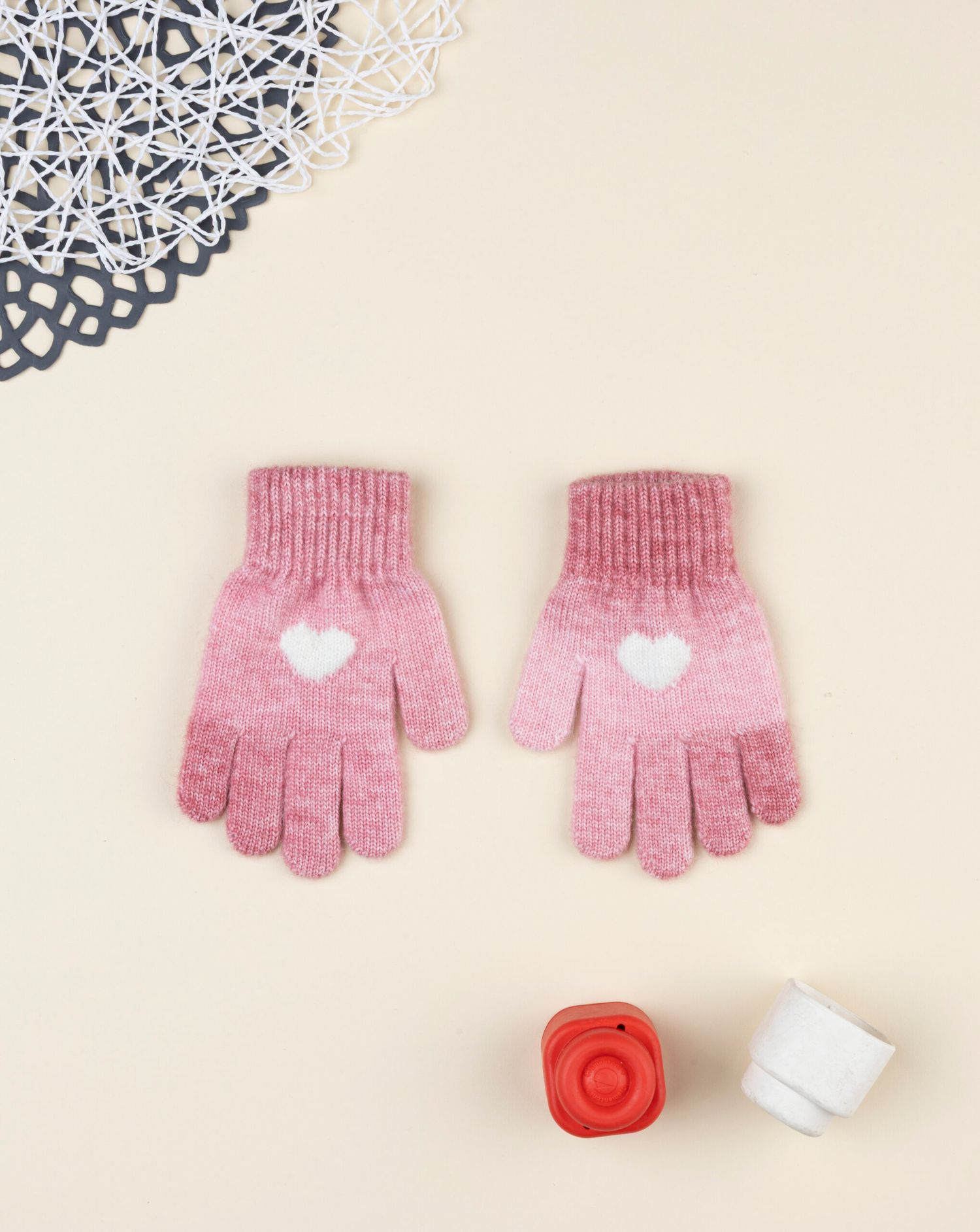 Guanti bimba rosa cuore