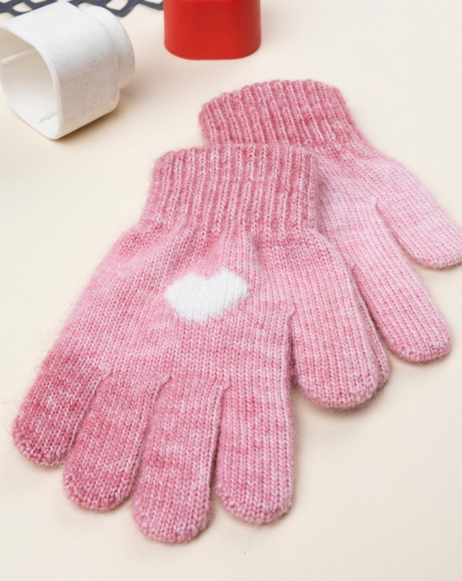 Guanti bimba rosa cuore