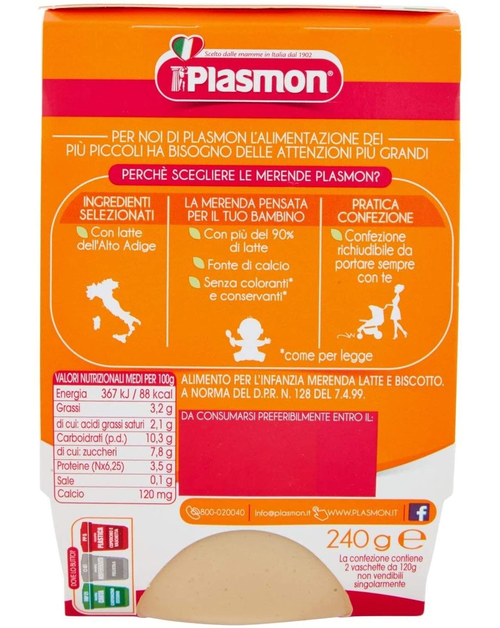 Merenda latte biscotto – 2x120g - plasmon