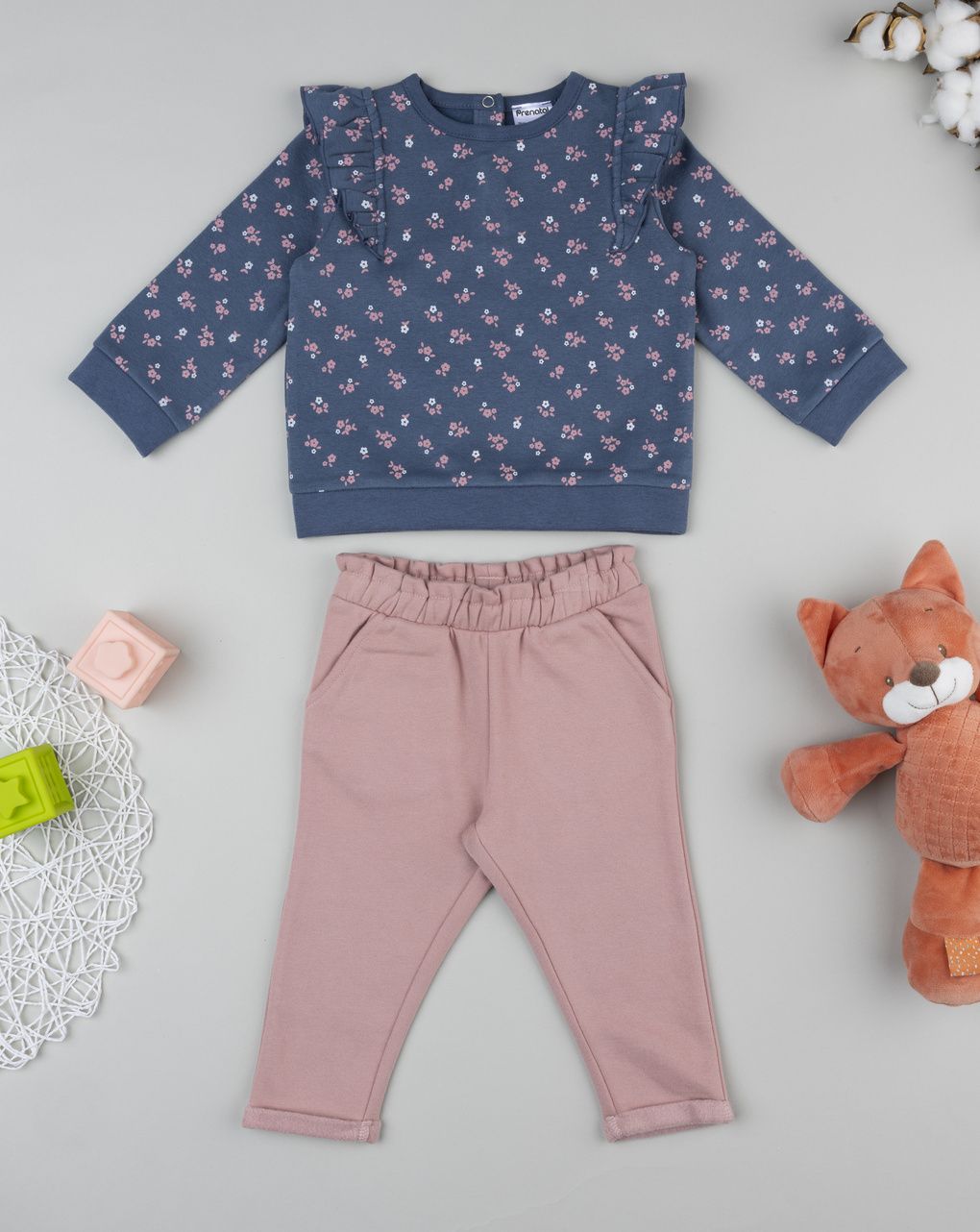 Jogger bimba blu/rosa allover