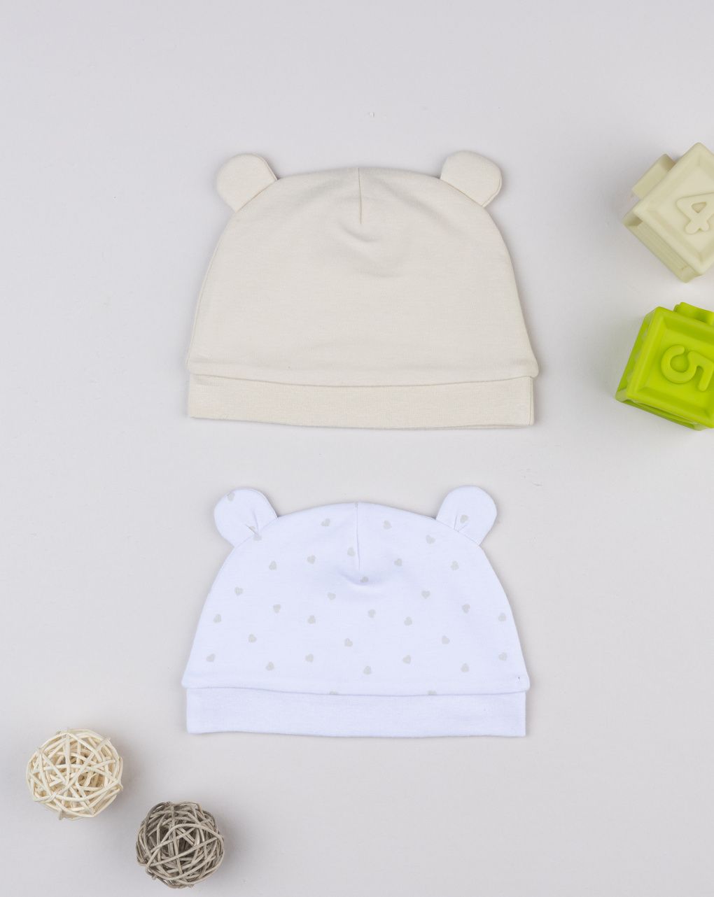 Pack 2 berretti neonata panna/beige- corredino