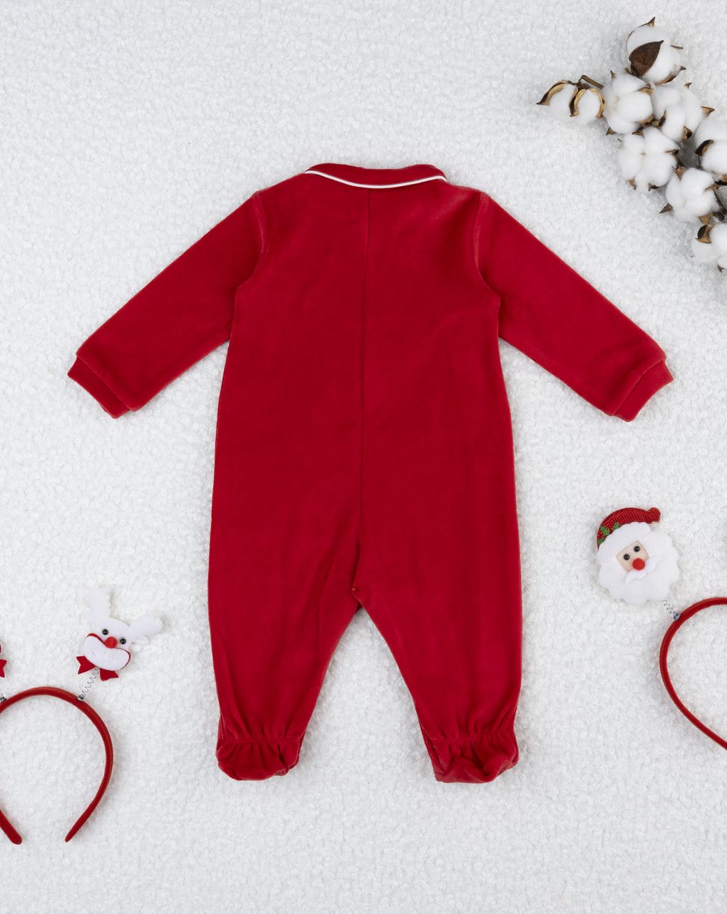 Tutina neonato natale rossa con ricamo