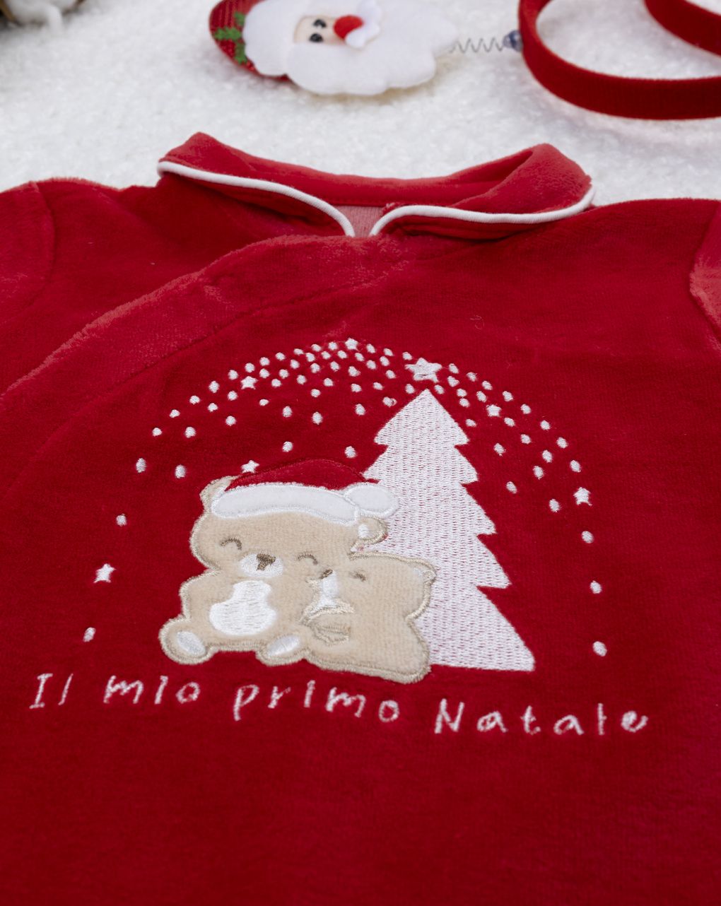 Tutina neonato natale rossa con ricamo