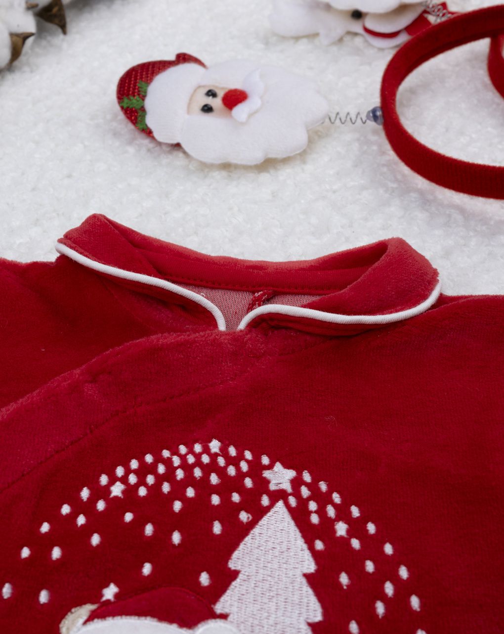 Tutina neonato natale rossa con ricamo