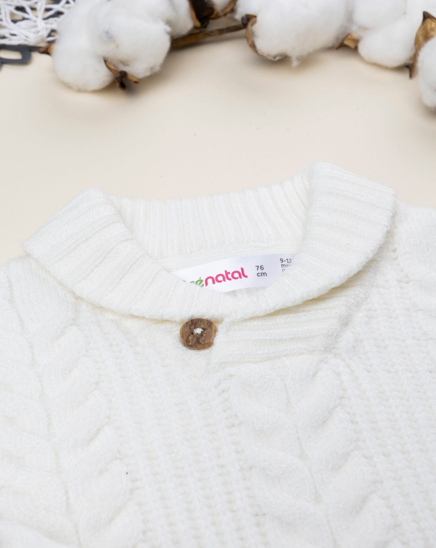 Maglia tricot bimbo bianca patch sul braccio