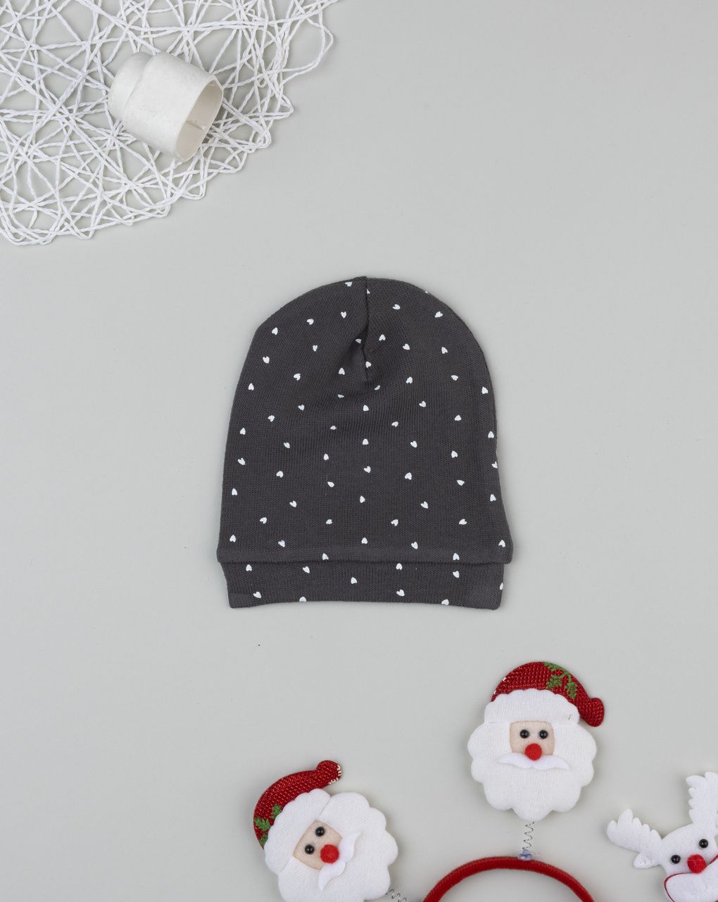 Cappello bimba grigio cuori allover