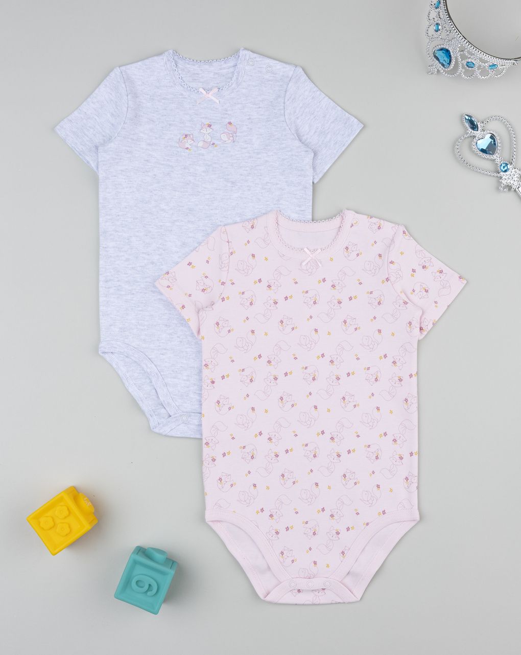 Pack 2 body bimba rosa/bianco volpi