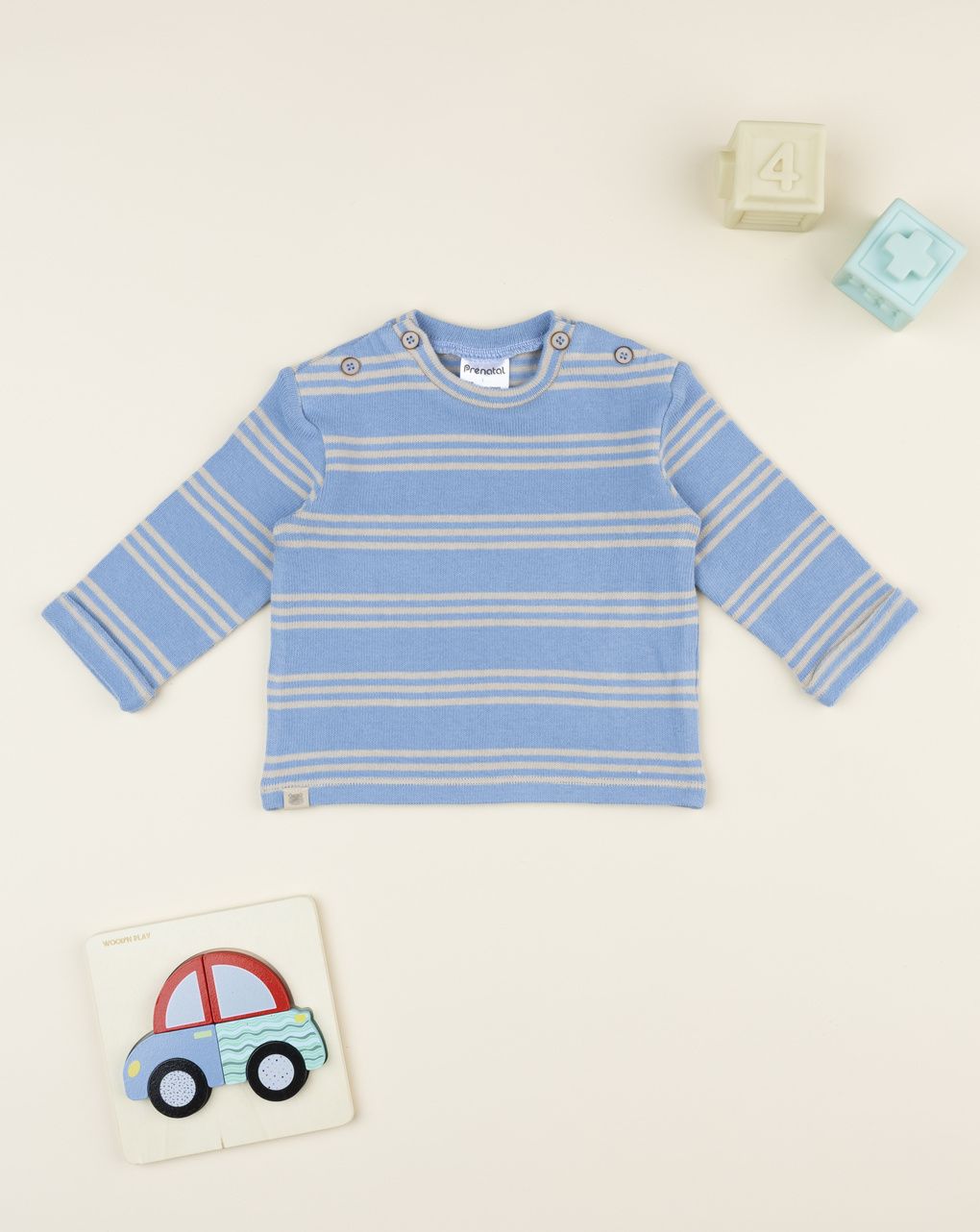 Maglia bimbo rigata azzurro/grigio