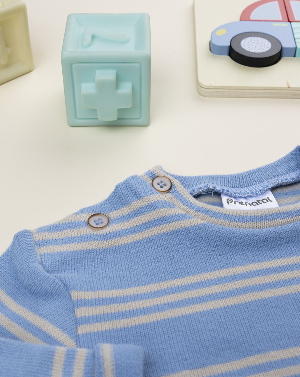 Maglia bimbo rigata azzurro/grigio