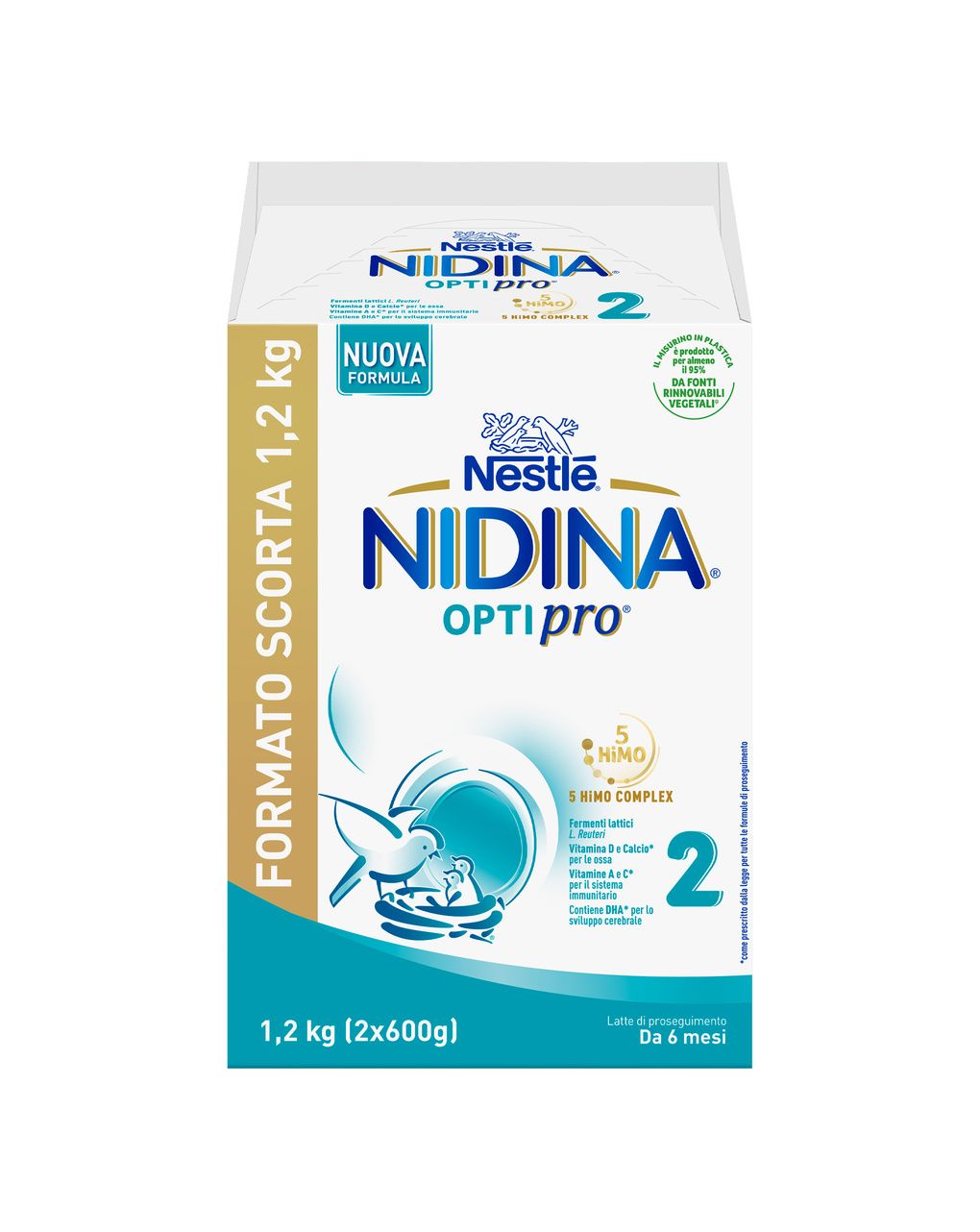 Nidina optipro 2 da 6 mesi, latte di proseguimento in polvere, 1,2 kg (2x600g) - nestlé