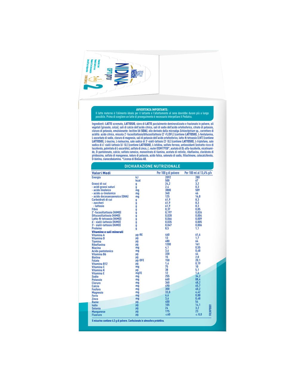 Nidina optipro 2 da 6 mesi, latte di proseguimento in polvere, 1,2 kg (2x600g) - nestlé