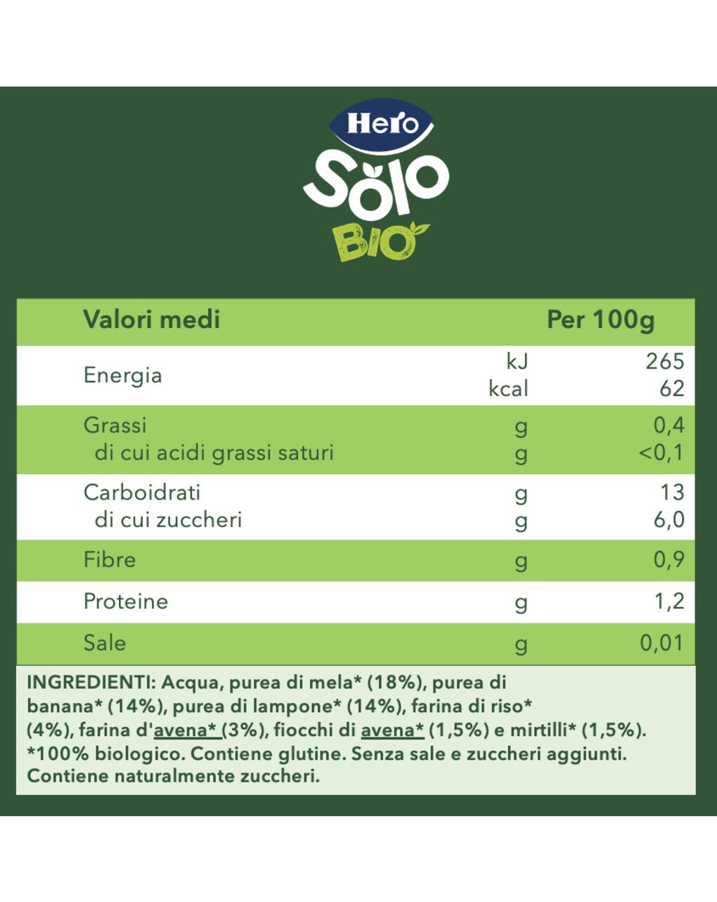 Pouch mix frutta e avena 8+ mesi - hero solo