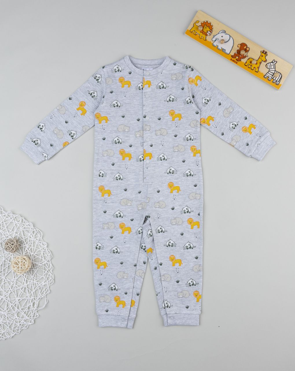 Pigiamone bimbo grigio stampato