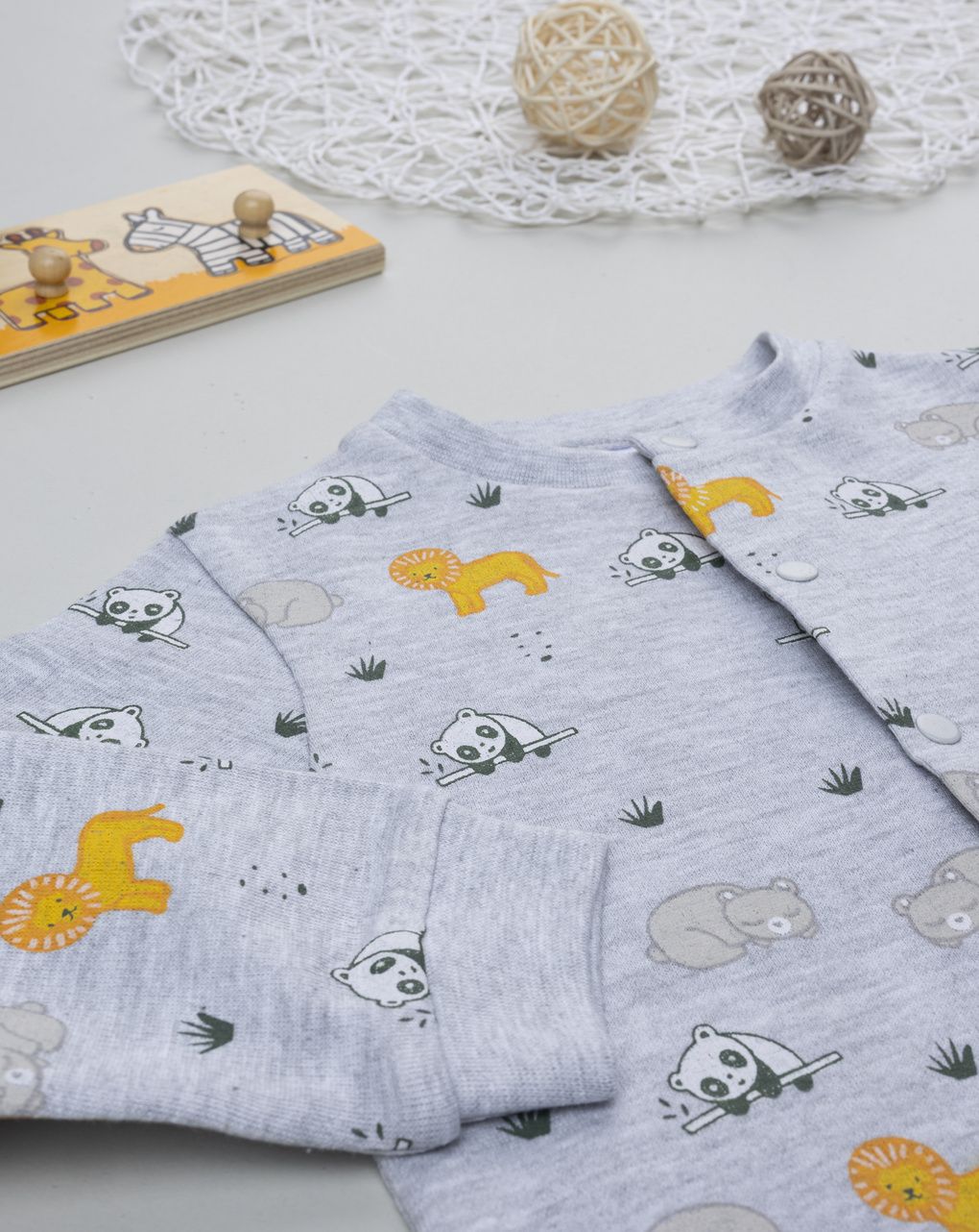 Pigiamone bimbo grigio stampato