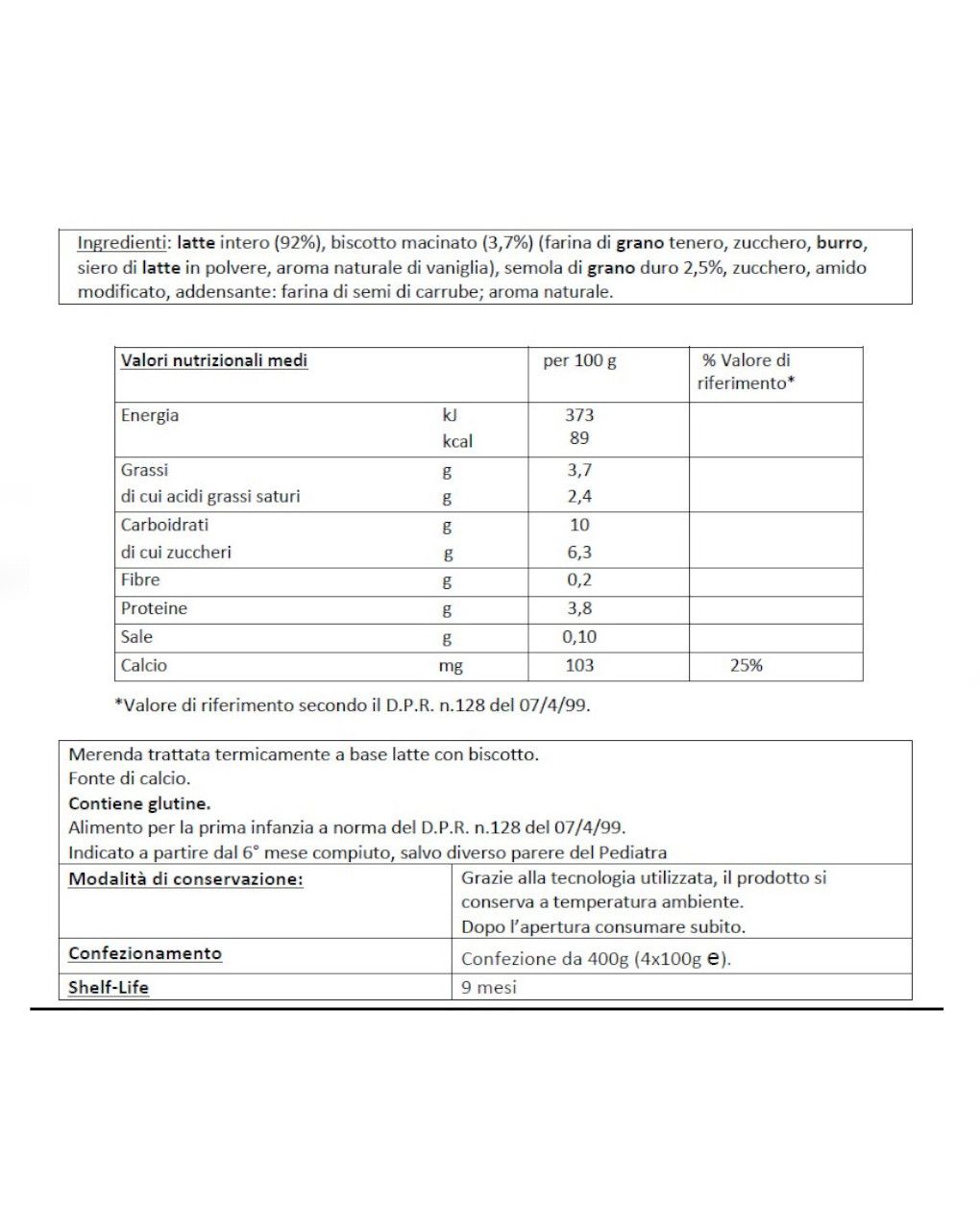 Merenda al latte biscotto 4x100g - humana