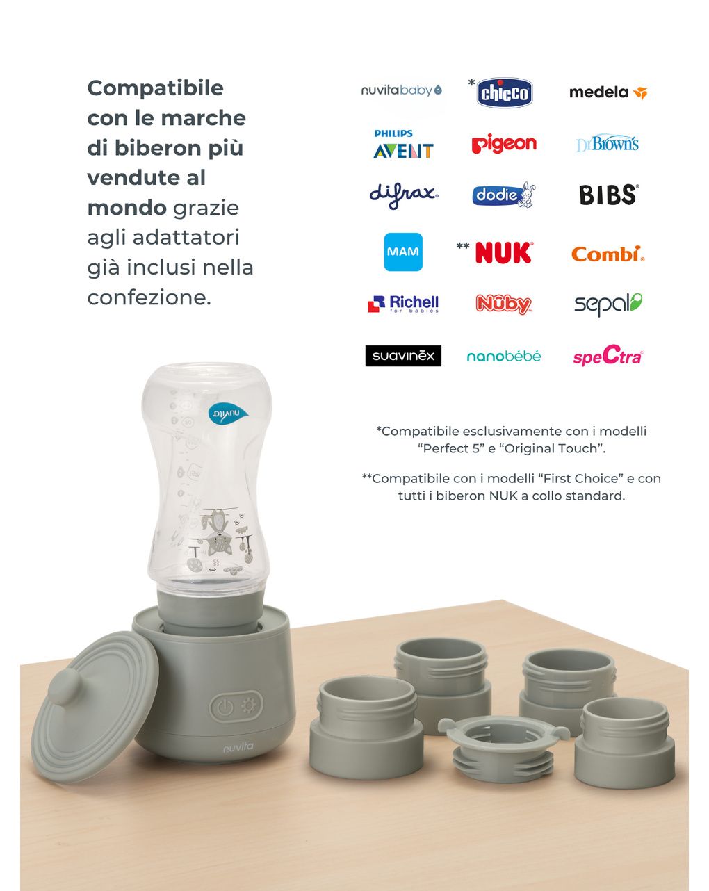 Scaldabiberon portatile universale warm'n'go 1162 sage green - nuvita