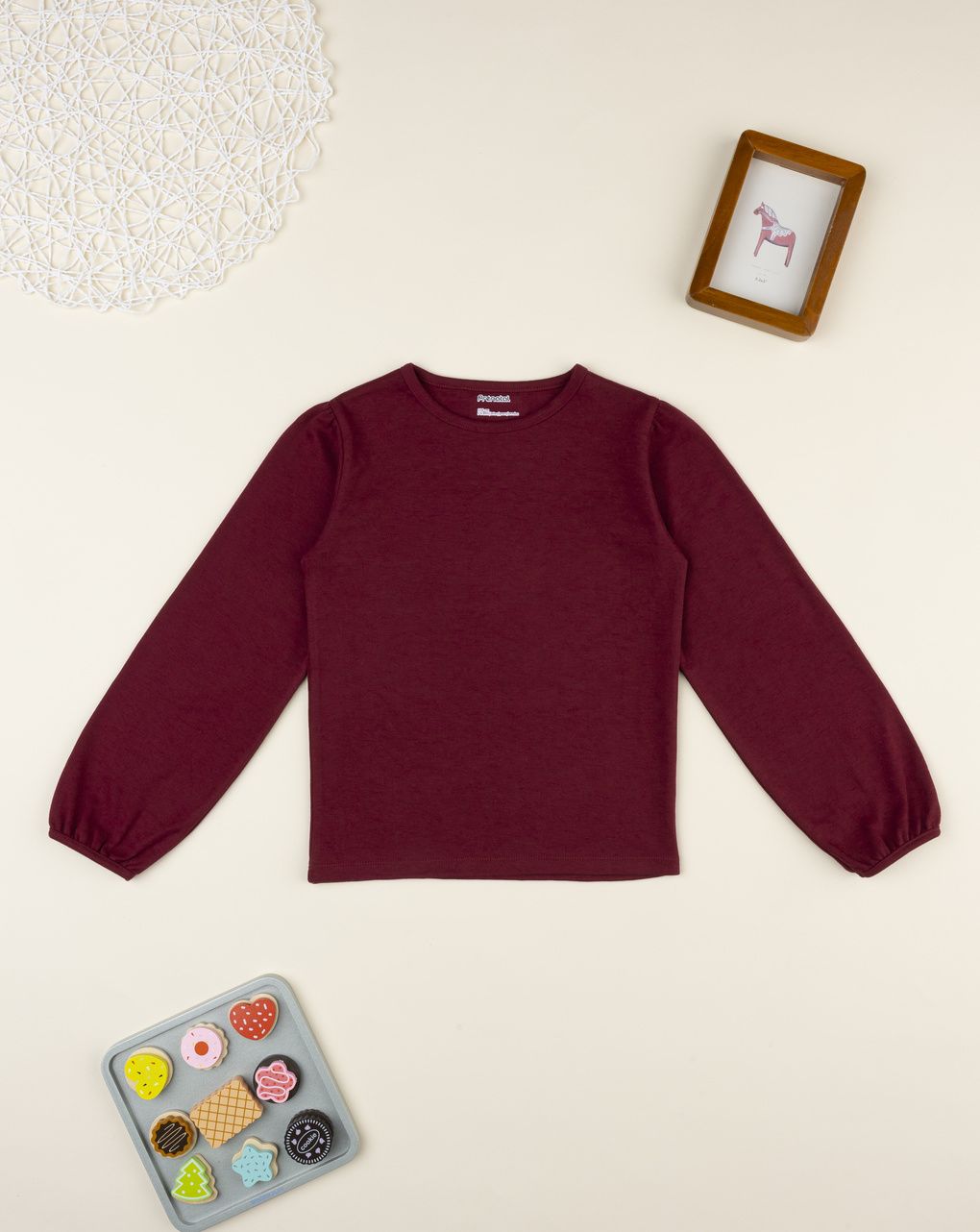 T-shirt bambina bordeaux