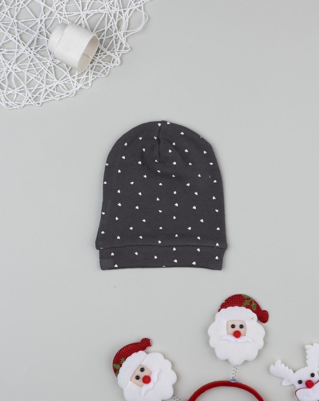 Cappello bimba grigio cuori allover