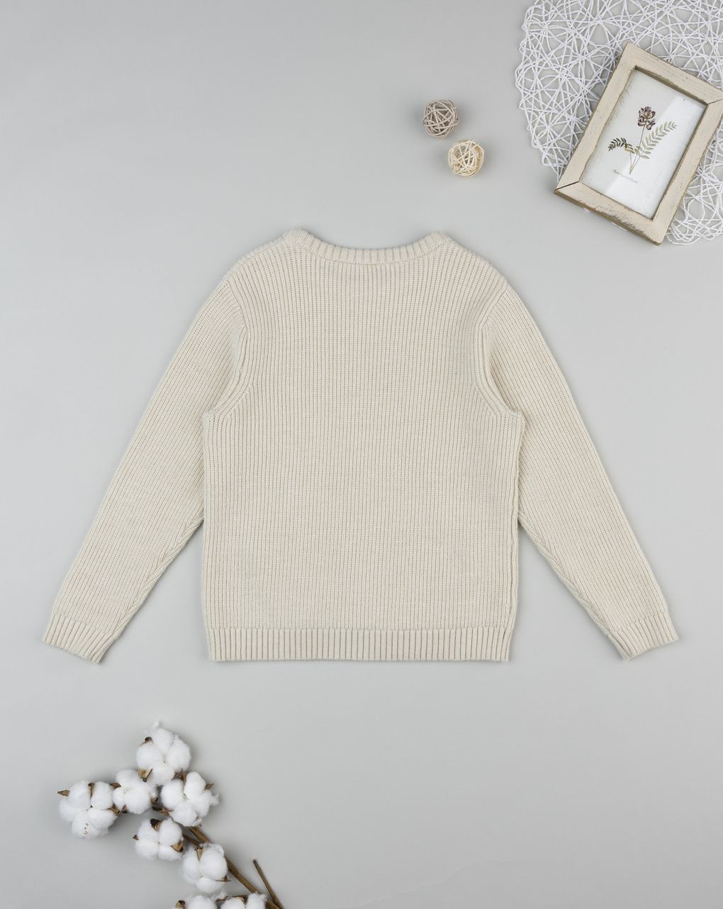 Maglia bambino beige con tascona
