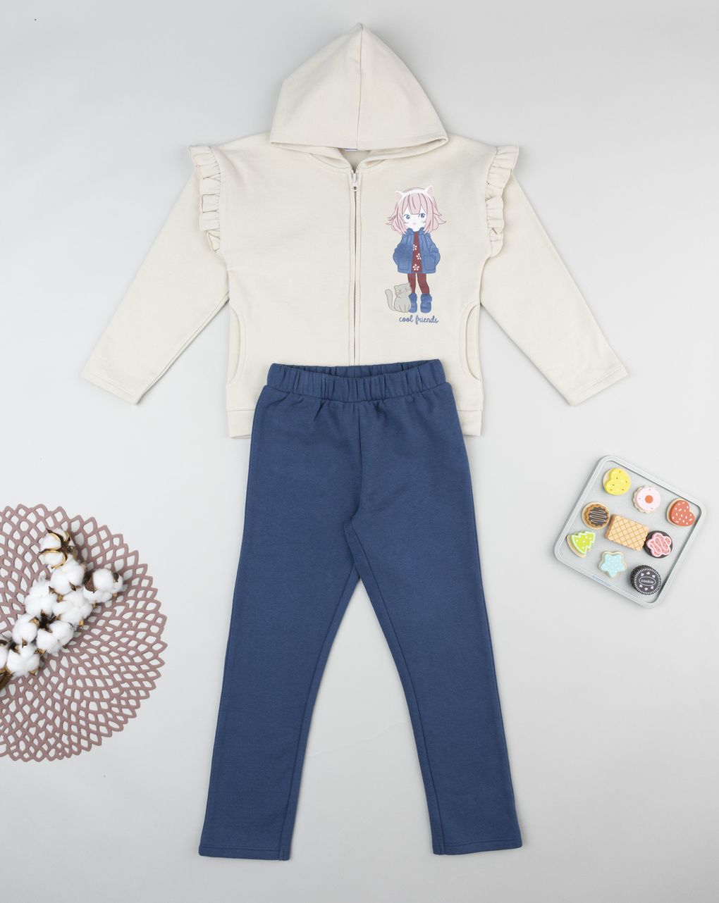 Completo jogging bimba bianco/blu