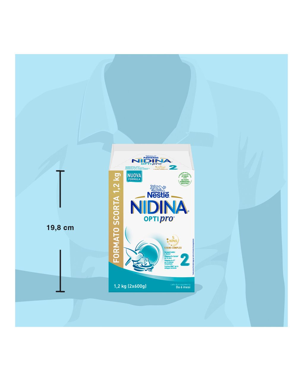Nidina optipro 2 da 6 mesi, latte di proseguimento in polvere, 1,2 kg (2x600g) - nestlé