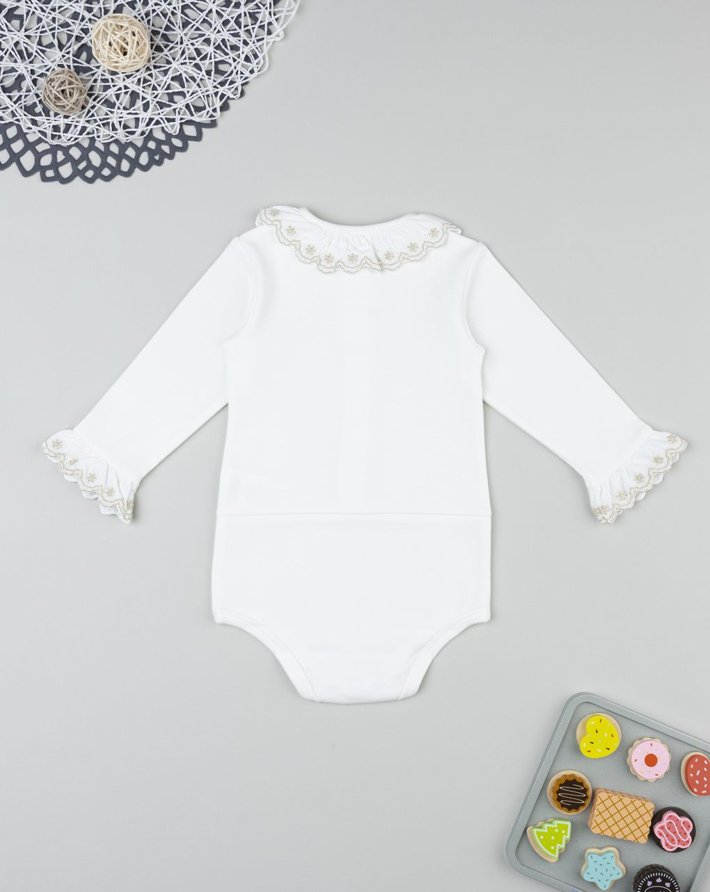 Body bimba bianco con colletto