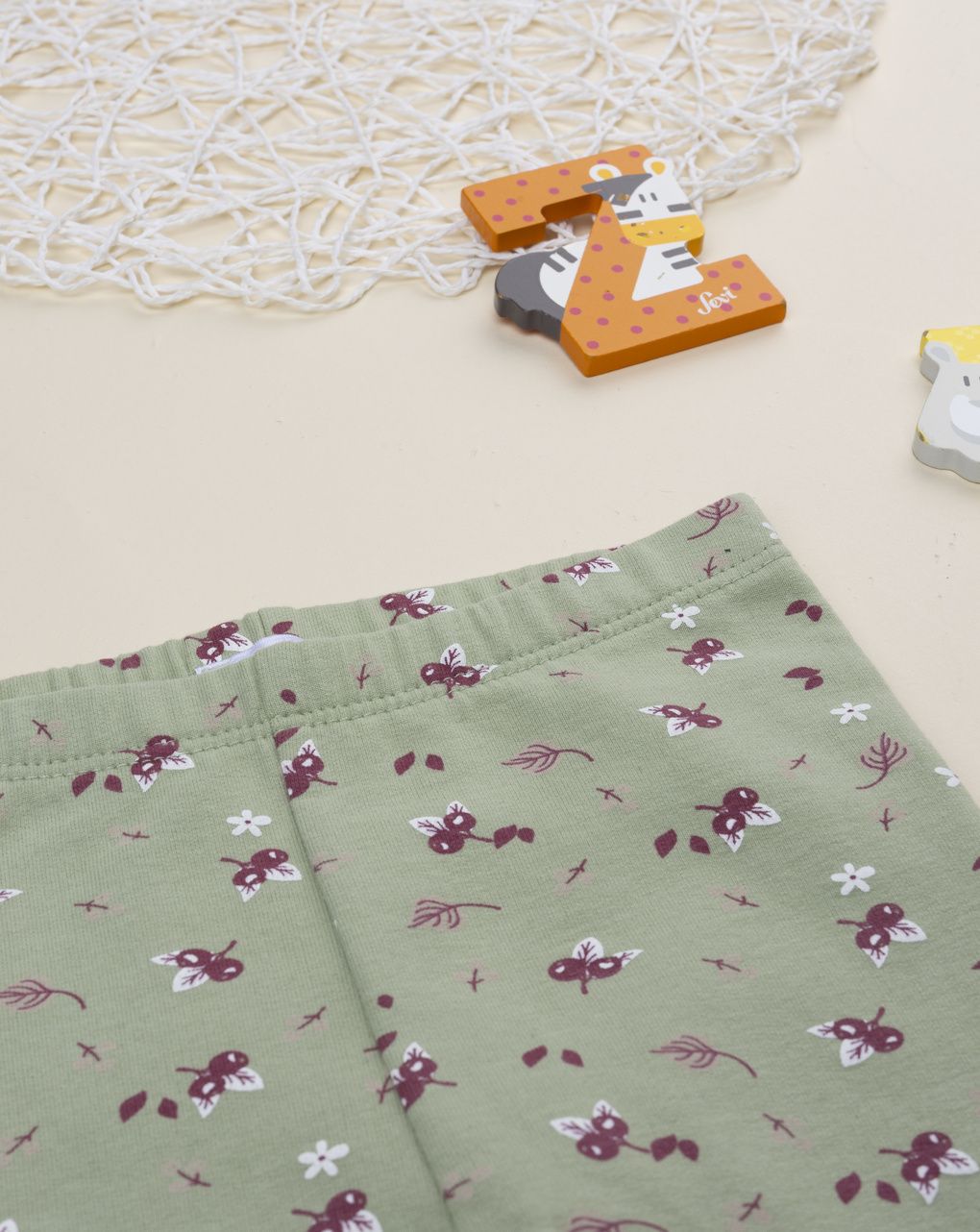 Legging bimba verde stampato