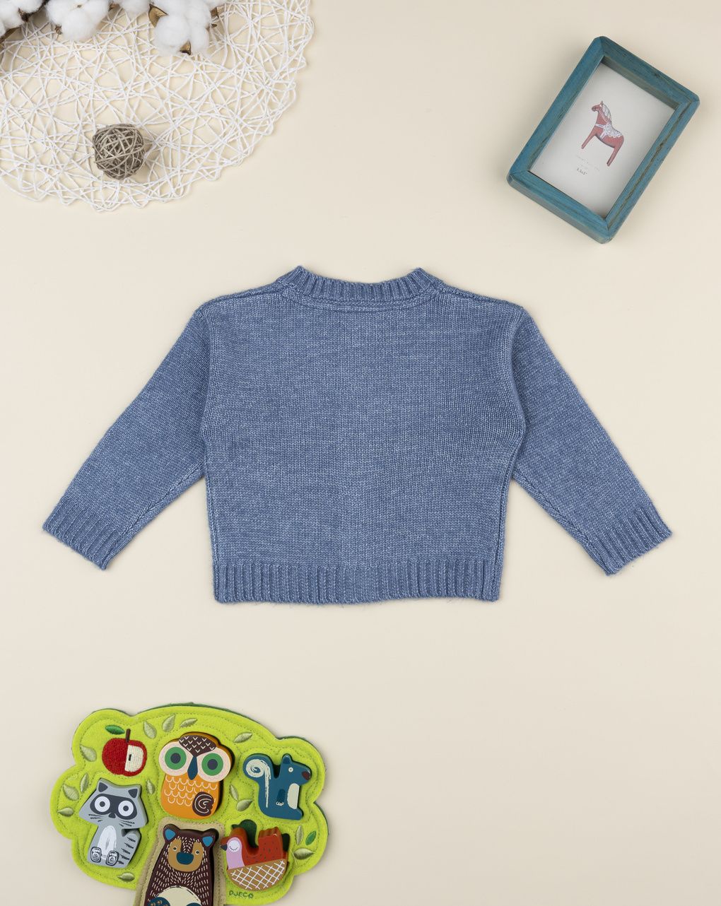 Cardigan bimba blu ricami fiori