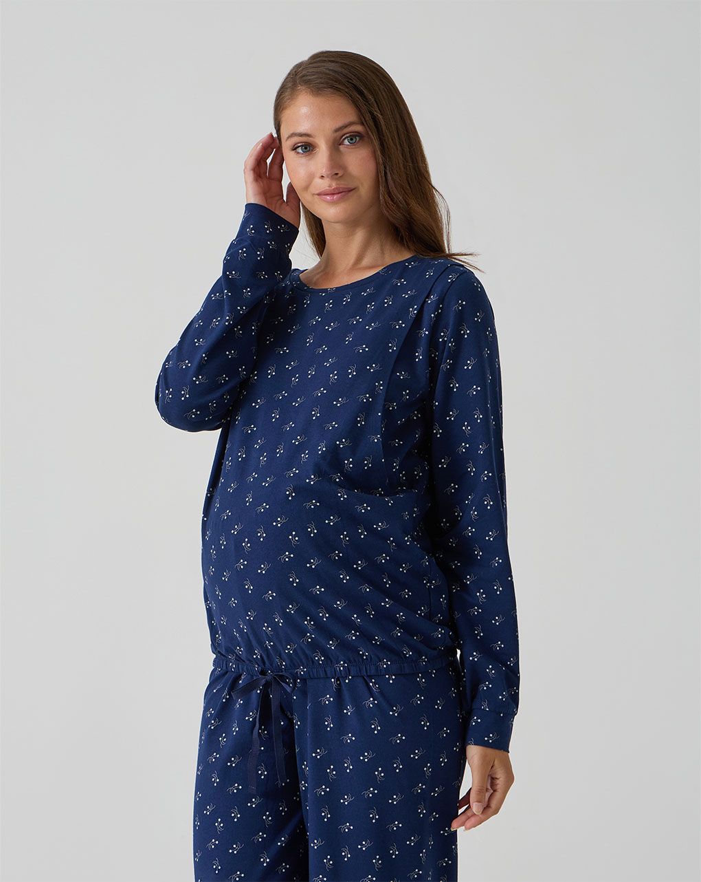 Pigiama premaman due pezzi blu con allover